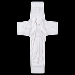 Krzyż z alabastru Jezus Dobry Pasterz 24 cm